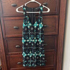 Ark & Co Black Dress with Blue and White Embellishments